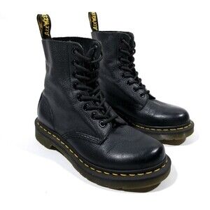 Dr. Martens 1460 Black Pascal‎ Virginia Leather Combat Boots 5 90s Y2k Grunge